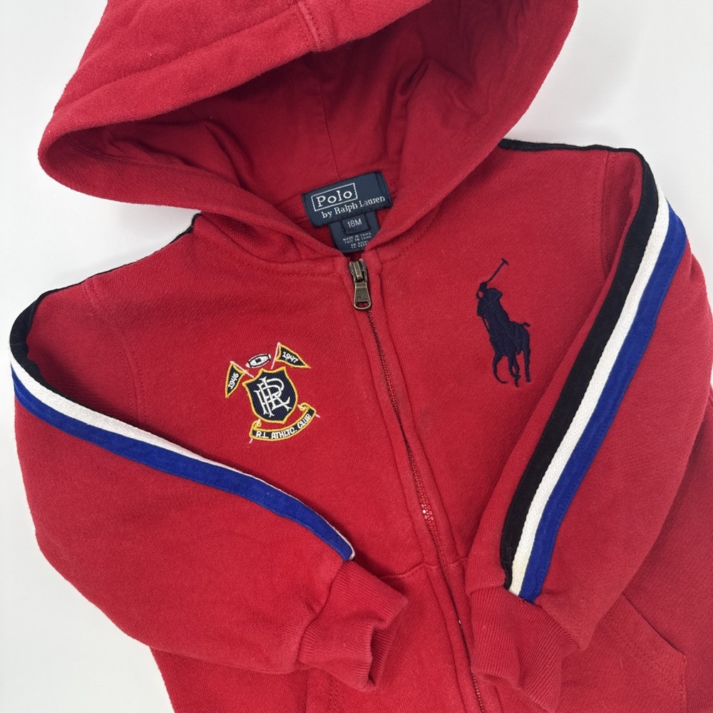 Polo Ralph Lauren Kids Red Full Zip Hoodie Athletic Club Crest 18M